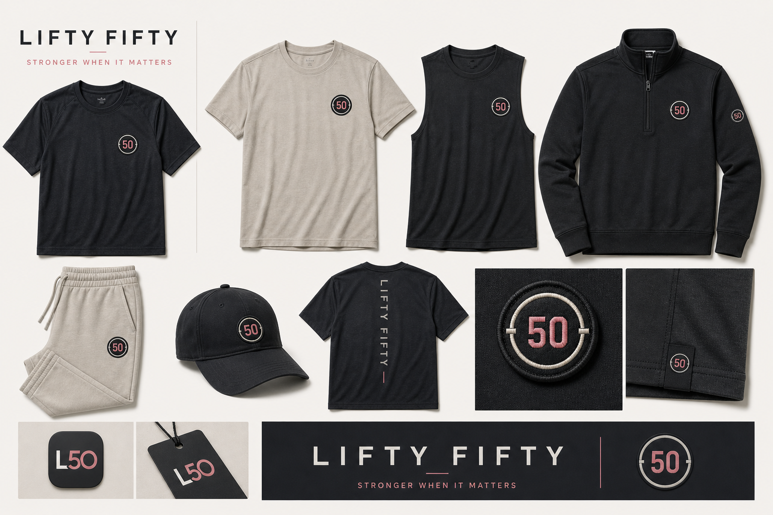 Lifty Fifty clothing range using the standalone 50 plate badge